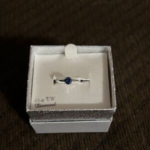 Elegant Silver and Blue Stone diamond Ring
